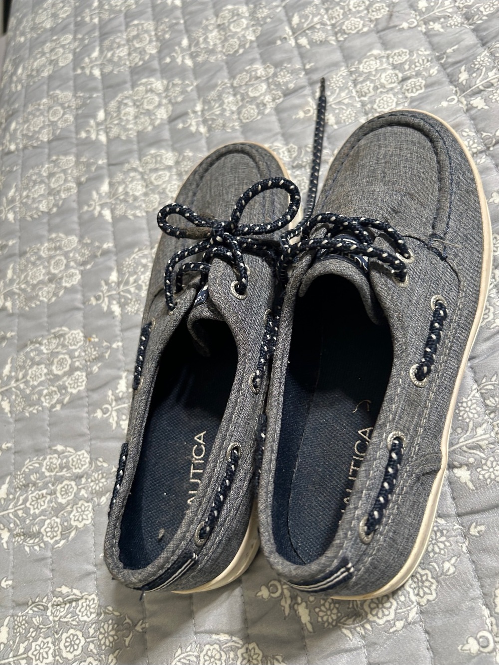 Nautica Kids Gray Canvas Lace-Up Boat Sneakers